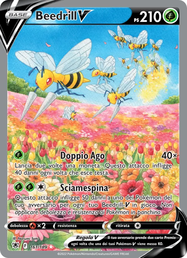 Carta Beedrill V dell'espansione Lucentezza Siderale, numero 161/189