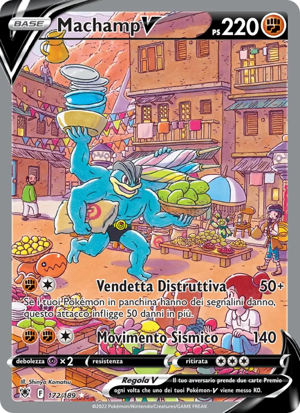 Carta Machamp V dell'espansione Lucentezza Siderale, numero 172/189