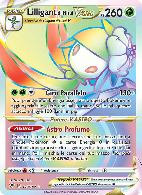 Carta Lilligant di Hisui V ASTRO dell'espansione Lucentezza Siderale, numero 190/189