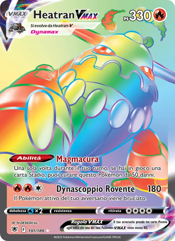 Carta Heatran VMAX dell'espansione Lucentezza Siderale, numero 191/189