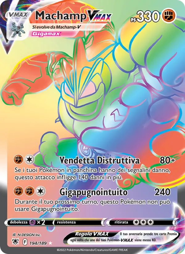 Carta Machamp VMAX dell'espansione Lucentezza Siderale, numero 194/189