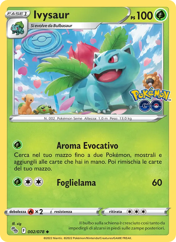 Carta Ivysaur dell'espansione Pokémon GO, numero 002/78