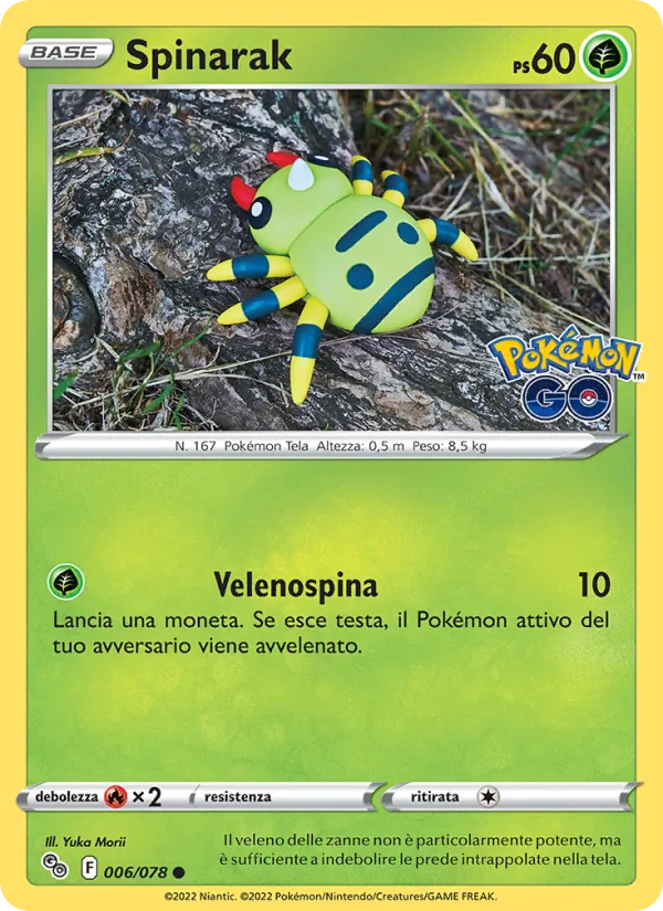 Carta Spinarak dell'espansione Pokémon GO, numero 006/78