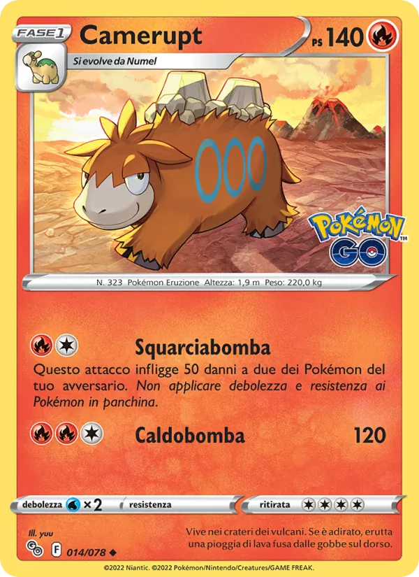 Carta Camerupt dell'espansione Pokémon GO, numero 014/78