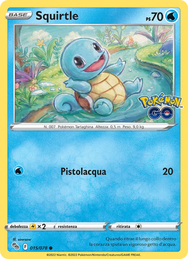 Carta Squirtle dell'espansione Pokémon GO, numero 015/78