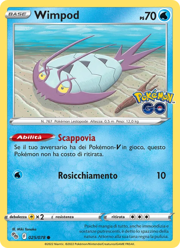 Carta Wimpod dell'espansione Pokémon GO, numero 025/78