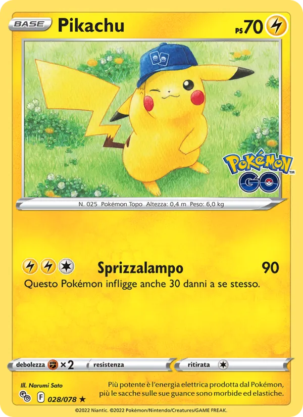 Carta Pikachu dell'espansione Pokémon GO, numero 028/78