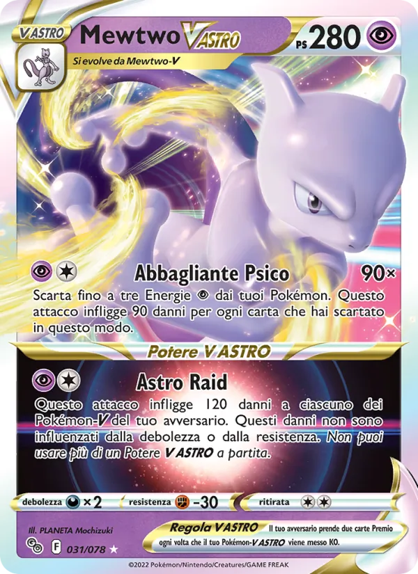 Carta Mewtwo V ASTRO dell'espansione Pokémon GO, numero 031/78