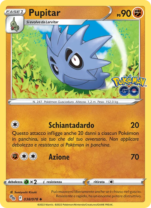 Carta Pupitar dell'espansione Pokémon GO, numero 038/78