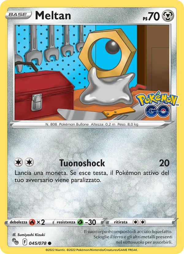 Carta Meltan dell'espansione Pokémon GO, numero 045/78
