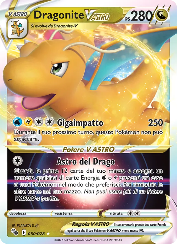 Carta Dragonite V ASTRO dell'espansione Pokémon GO, numero 050/78