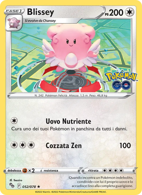 Carta Blissey dell'espansione Pokémon GO, numero 052/78