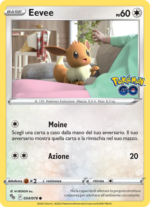Carta Eevee dell'espansione Pokémon GO, numero 054/78