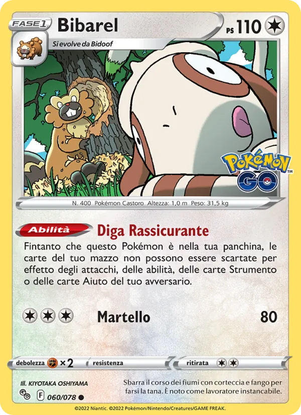 Carta Bibarel dell'espansione Pokémon GO, numero 060/78