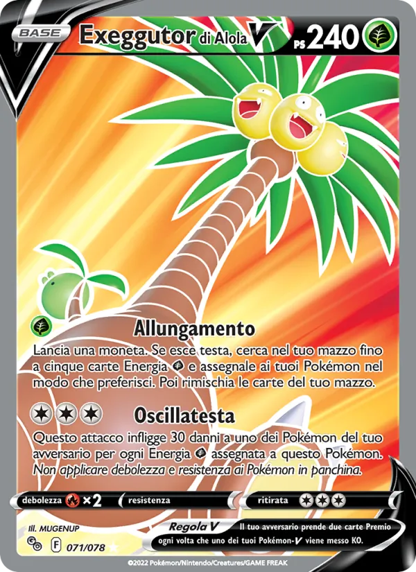 Carta Exeggutor di Alola V dell'espansione Pokémon GO, numero 071/78