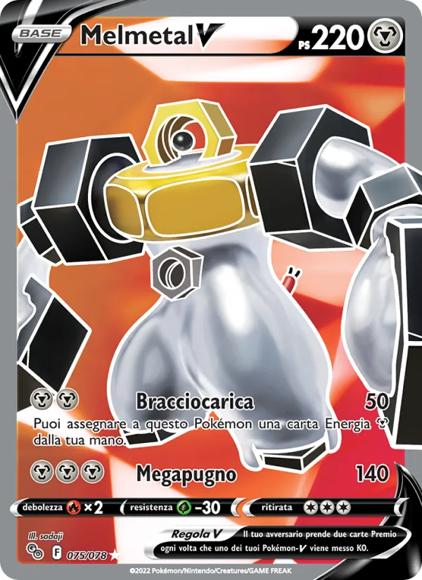 Carta Melmetal V dell'espansione Pokémon GO, numero 075/78