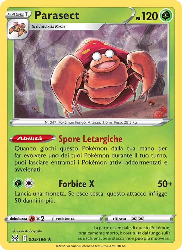 Carta Parasect dell'espansione Origine Perduta, numero 005/196