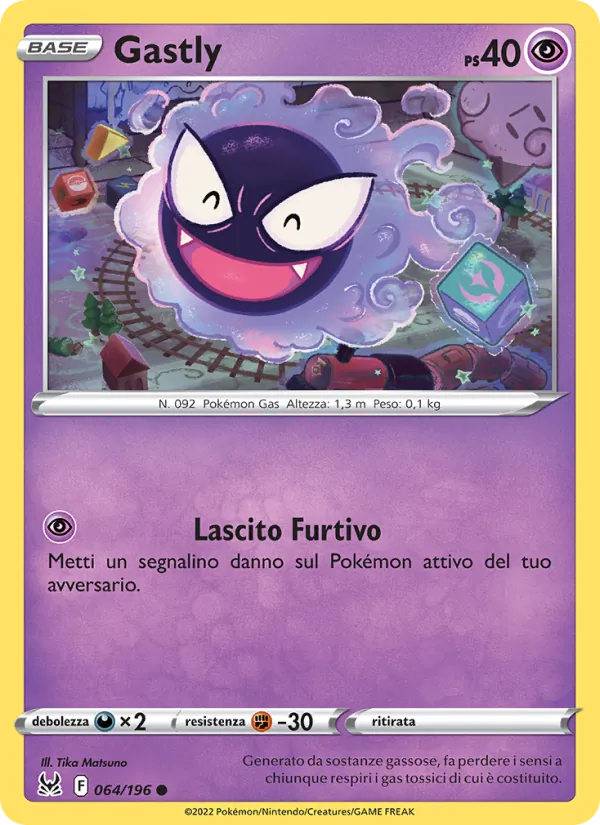 Carta Gastly dell'espansione Origine Perduta, numero 064/196