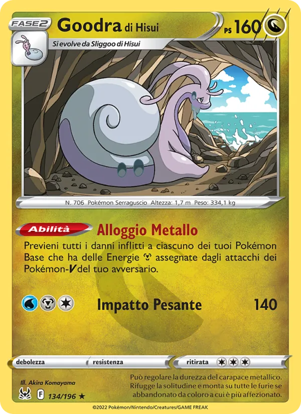 Carta Goodra di Hisui dell'espansione Origine Perduta, numero 134/196