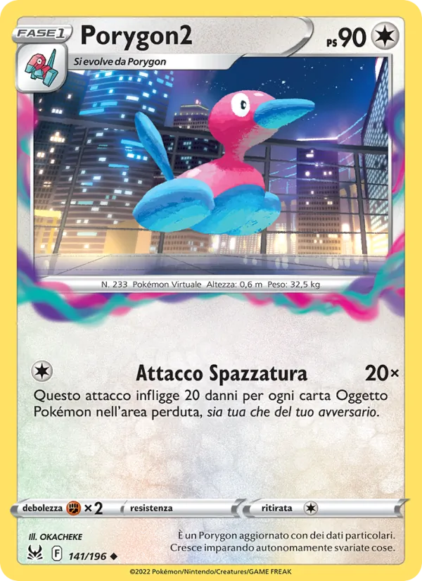 Carta Porygon2 dell'espansione Origine Perduta, numero 141/196