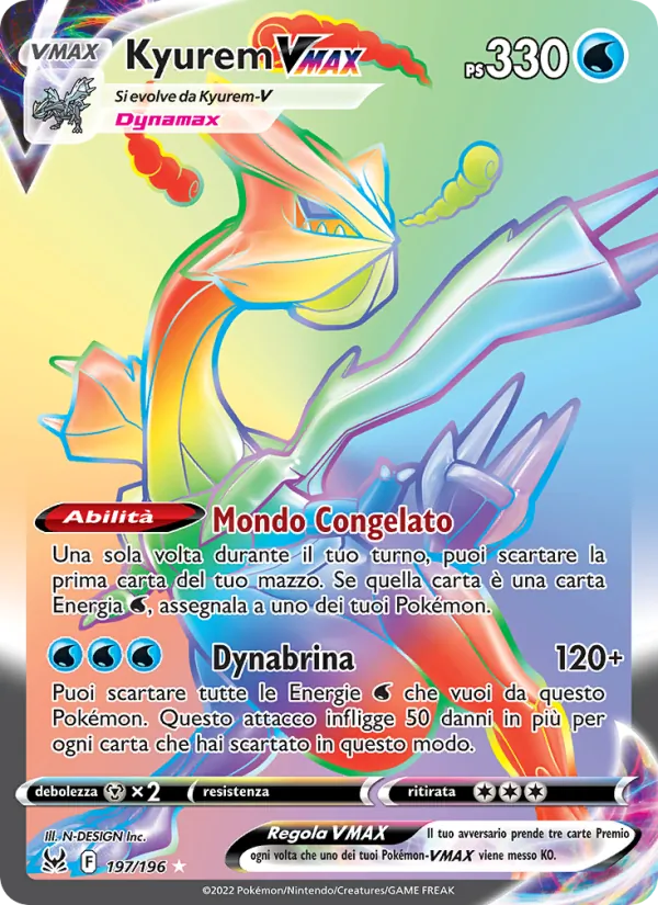 Carta Kyurem VMAX dell'espansione Origine Perduta, numero 197/196