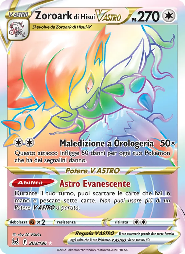 Carta Zoroark di Hisui V ASTRO dell'espansione Origine Perduta, numero 203/196