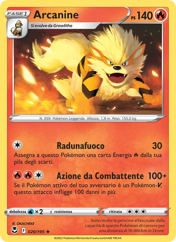 Carta Arcanine dell'espansione Tempesta Argentata, numero 020/195