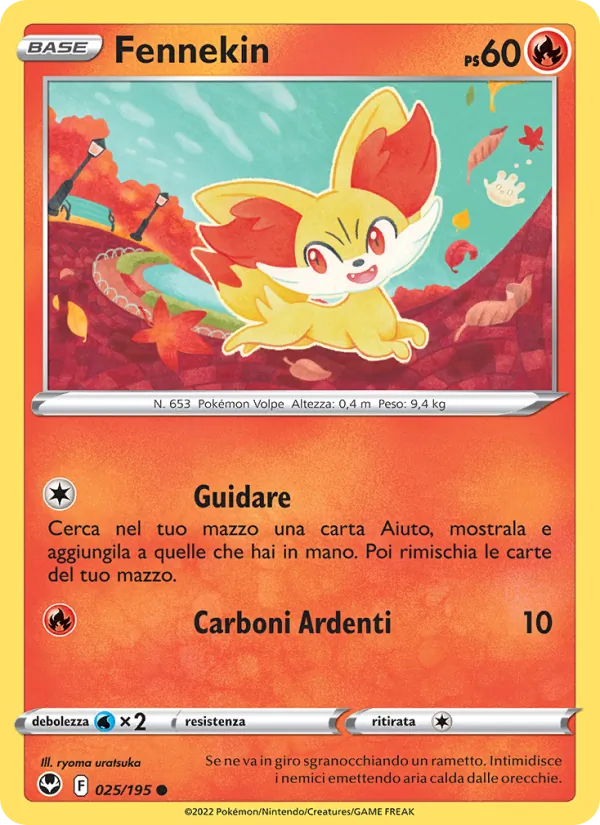 Carta Fennekin dell'espansione Tempesta Argentata, numero 025/195