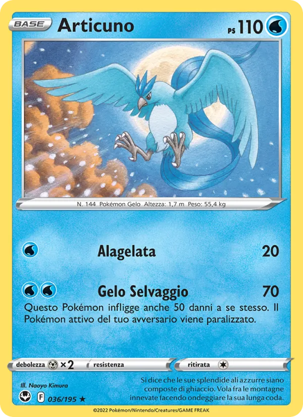 Carta Articuno dell'espansione Tempesta Argentata, numero 036/195