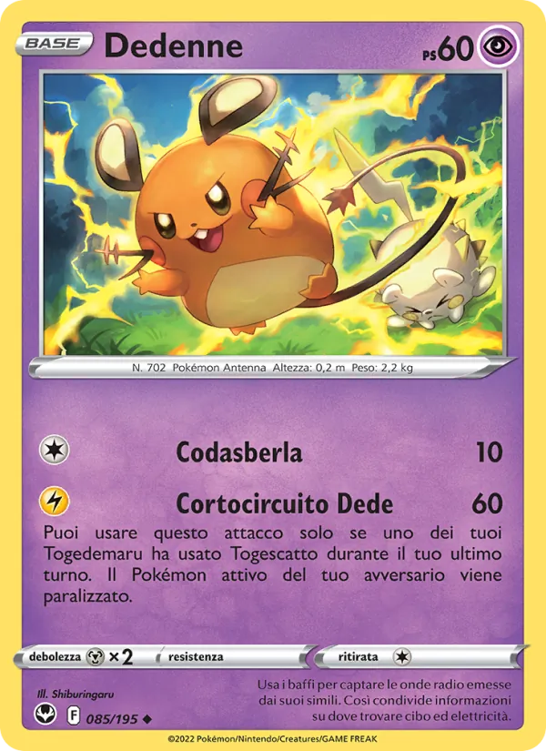 Carta Dedenne dell'espansione Tempesta Argentata, numero 085/195