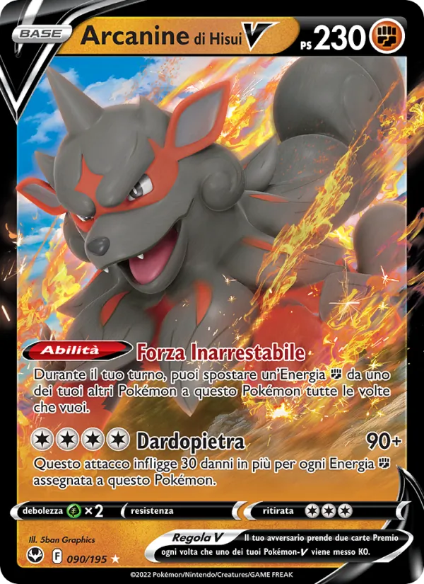 Carta Arcanine di Hisui V dell'espansione Tempesta Argentata, numero 090/195