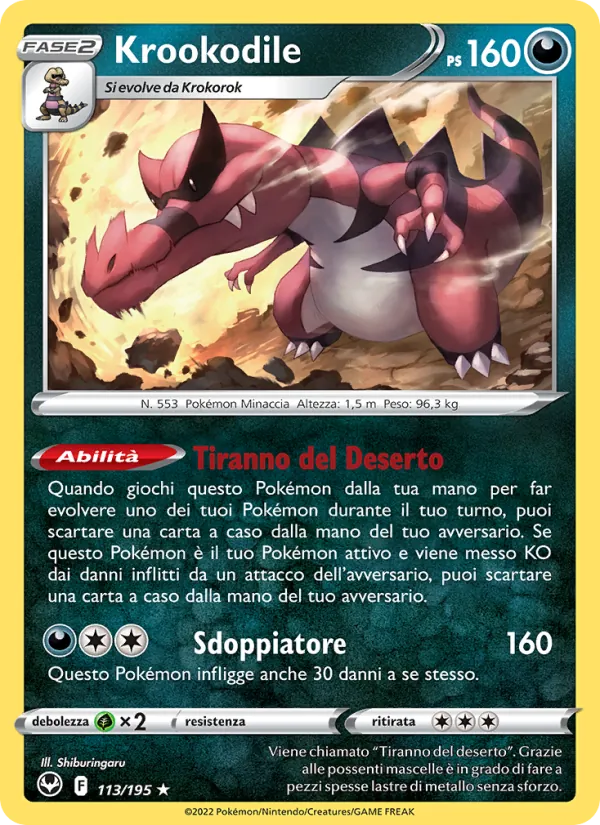 Carta Krookodile dell'espansione Tempesta Argentata, numero 113/195