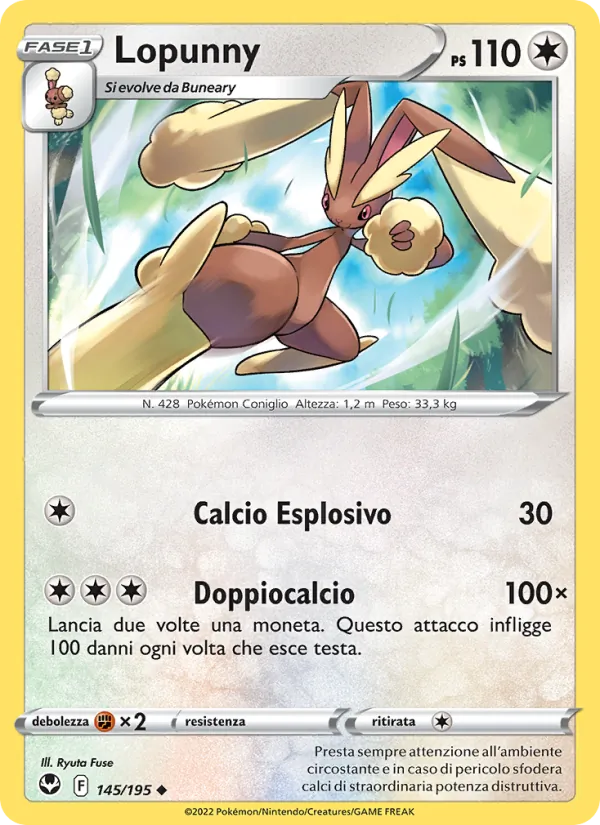 Carta Lopunny dell'espansione Tempesta Argentata, numero 145/195