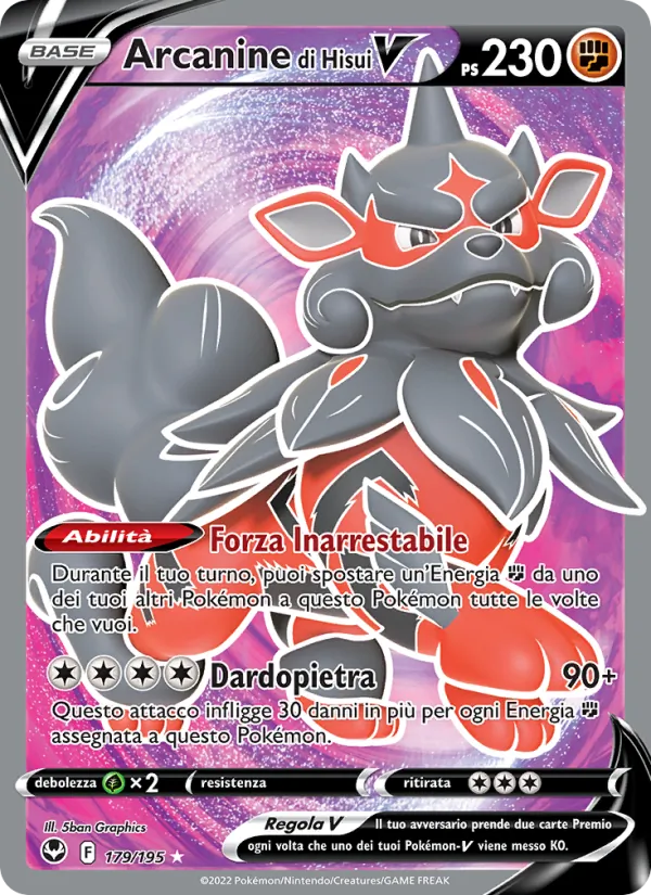 Carta Arcanine di Hisui V dell'espansione Tempesta Argentata, numero 179/195