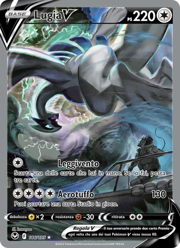 Carta Lugia V dell'espansione Tempesta Argentata, numero 186/195