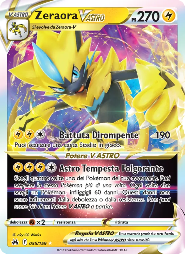 Carta Zeraora V ASTRO dell'espansione Zenit Regale, numero 055/159