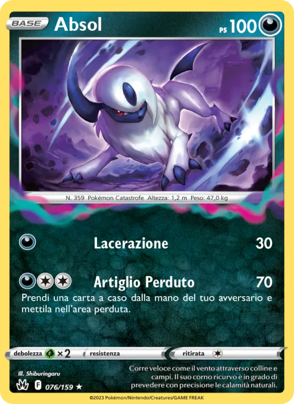 Carta Absol dell'espansione Zenit Regale, numero 076/159