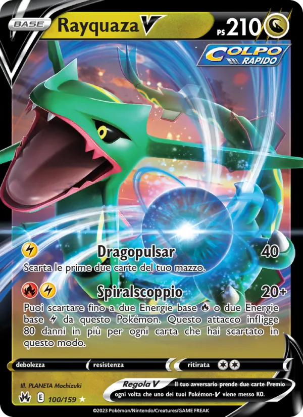 Carta Rayquaza V dell'espansione Zenit Regale, numero 100/159