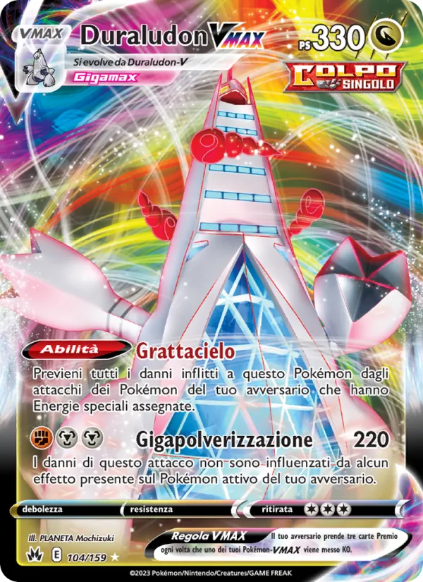Carta Duraludon VMAX dell'espansione Zenit Regale, numero 104/159