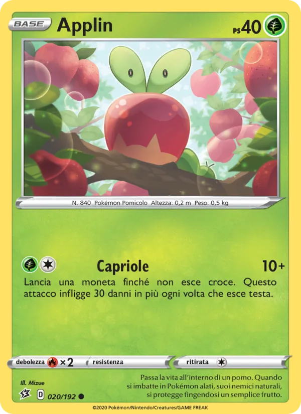 Carta Applin dell'espansione Fragore Ribelle, numero 20/192