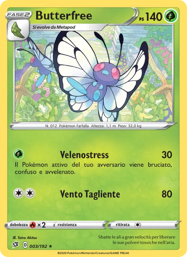 Carta Butterfree dell'espansione Fragore Ribelle, numero 3/192