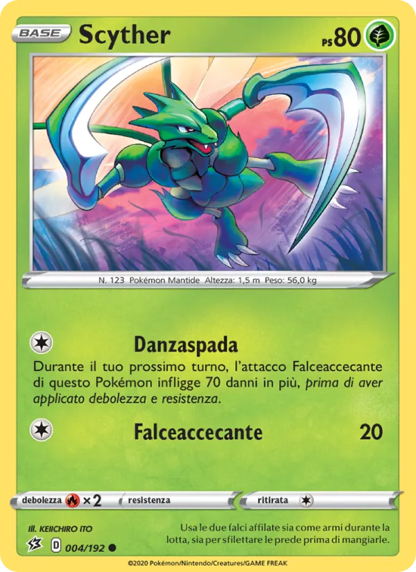 Carta Scyther dell'espansione Fragore Ribelle, numero 4/192