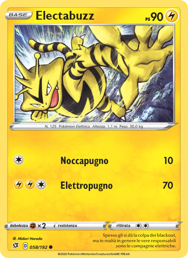 Carta Electabuzz dell'espansione Fragore Ribelle, numero 58/192