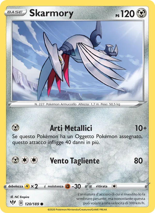 Carta Skarmory dell'espansione Fiamme Oscure, numero 120/189