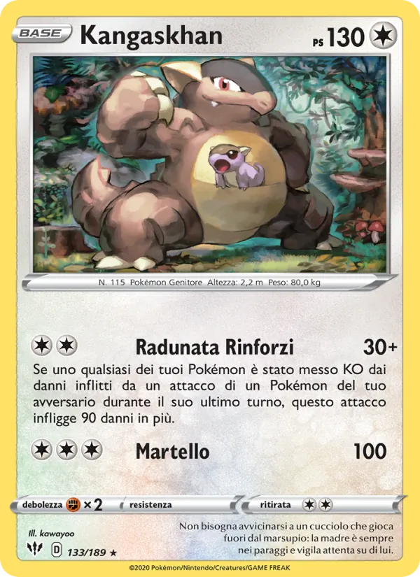 Carta Kangaskhan dell'espansione Fiamme Oscure, numero 133/189