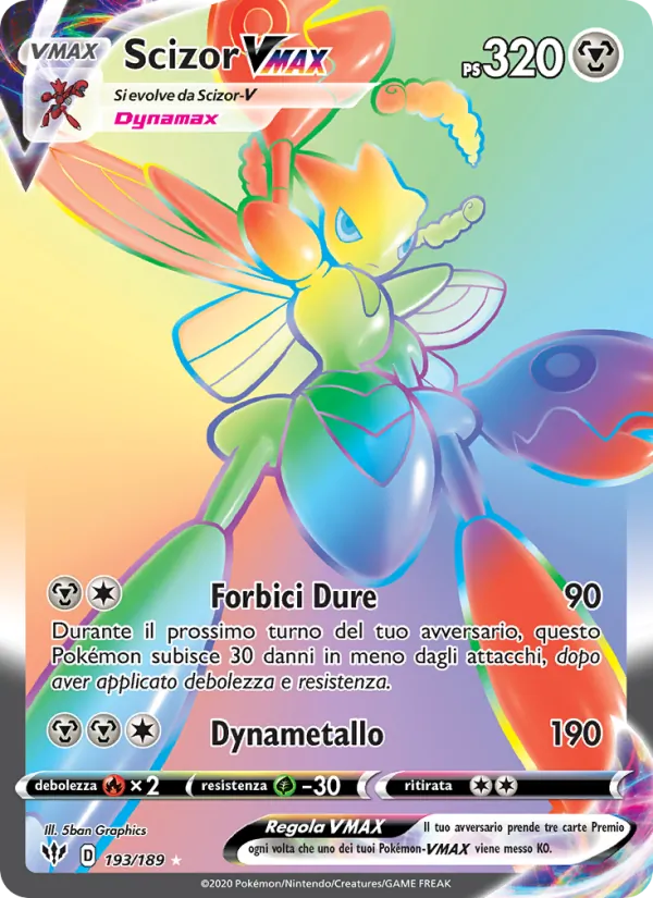 Carta Scizor VMAX dell'espansione Fiamme Oscure, numero 193/189