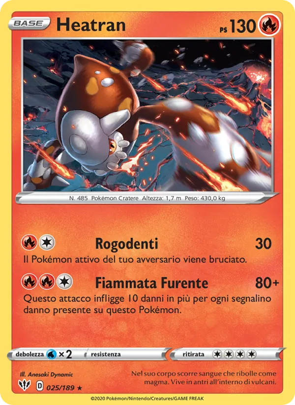 Carta Heatran dell'espansione Fiamme Oscure, numero 25/189