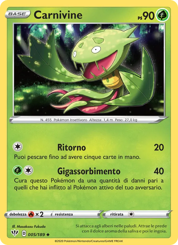 Carta Carnivine dell'espansione Fiamme Oscure, numero 5/189
