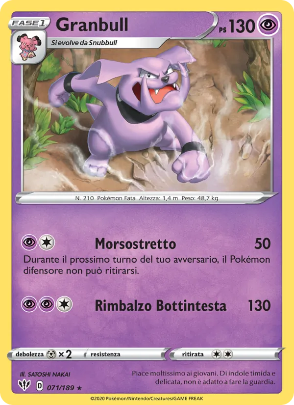 Carta Granbull dell'espansione Fiamme Oscure, numero 71/189