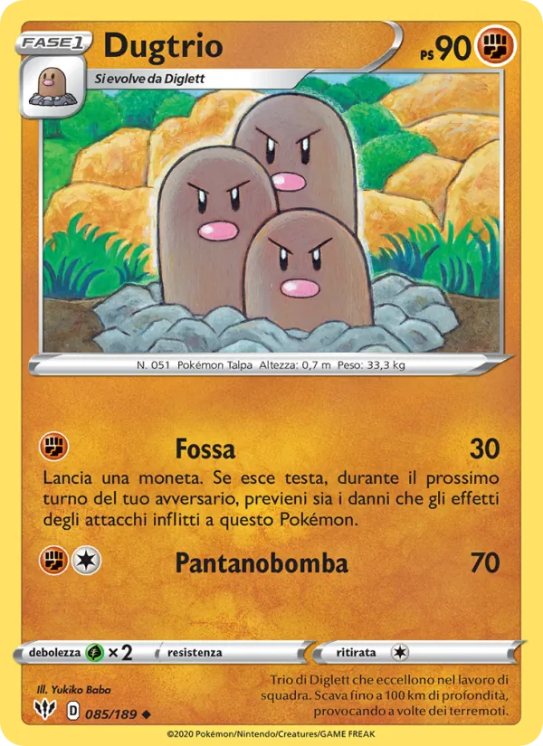 Carta Dugtrio dell'espansione Fiamme Oscure, numero 85/189